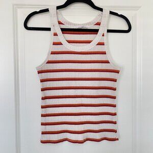 90's Hippie Rose Ribbed Striped Tank Top – Size Large